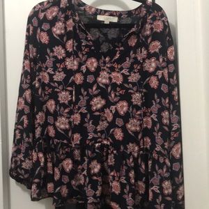 Navy floral peplum top